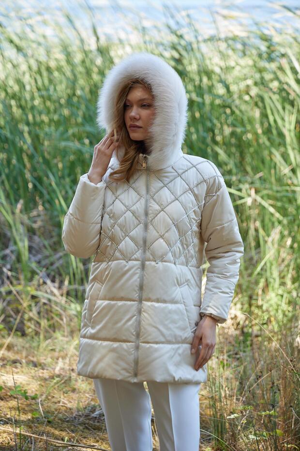 KÜRKLÜ TAŞ İŞLEMELİ MONT - 4