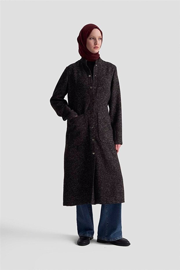 Melanjlı Örme Kap 25KD1123 Siyah - 2