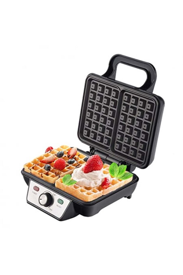 Raspberry waffle maker with insulated handle and casing, easy to clean, non-slip feet - 4