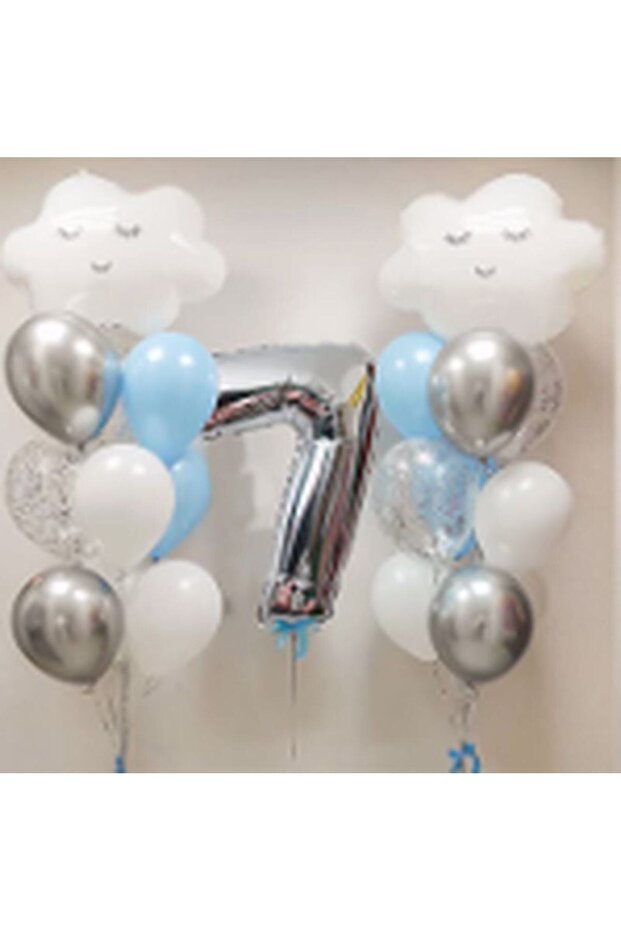 Sky Cloud Balloon Birthday Set Age 7