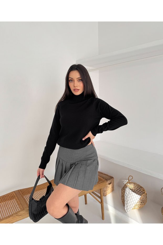 Soft Textured Cashmere Turtleneck Long Sleeve Knitwear Sweater