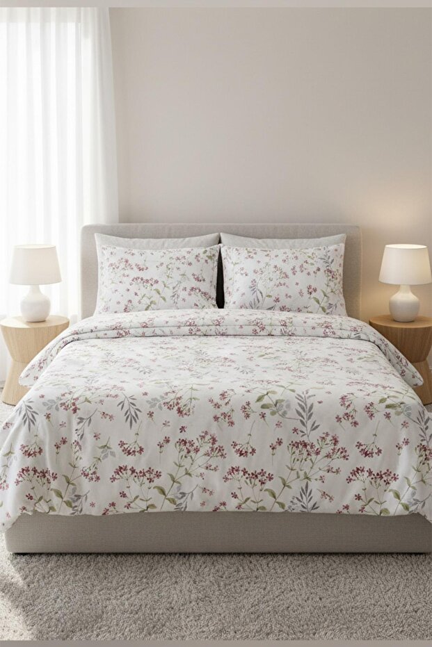 Floral Breeze 100% Cotton Double Duvet Cover Set (200X220 cm)