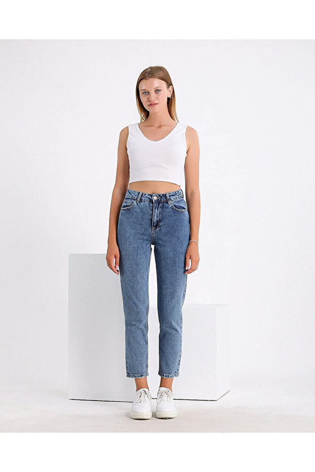 Çnr High Waist Mom Jeans Stretch Fabric Mom Jeans New Hsn