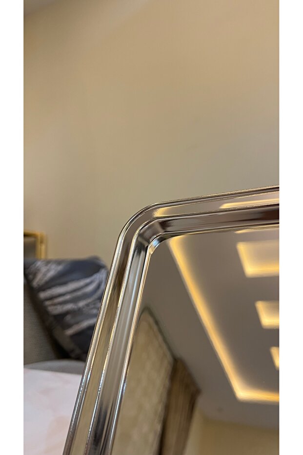 صواني تقديم مستطيل مفرد 4 مقاسات فضي نيكل - 2