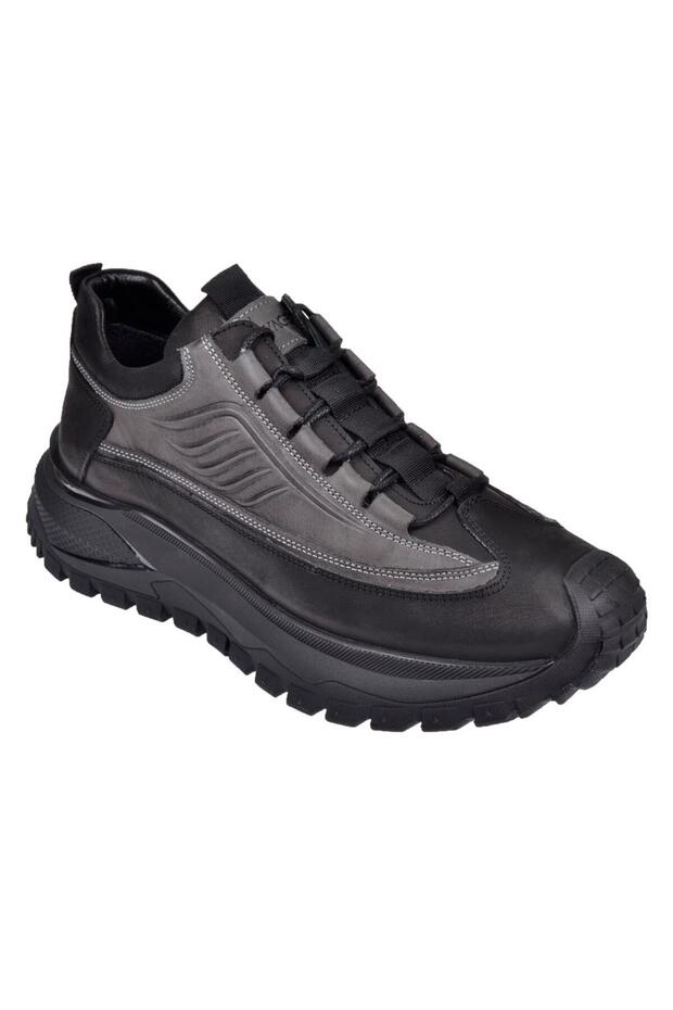 Genuine Leather Comfort Men's Shoes Voy-434 Black Gray