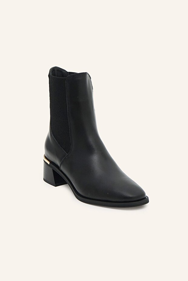 Siyah Lastikli Deri Bot - 2