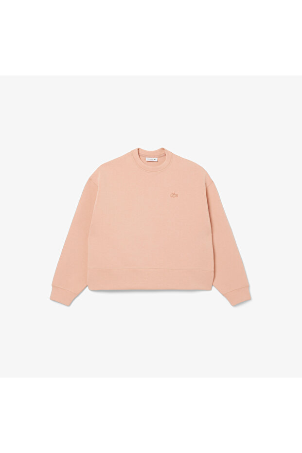 Kadın Oversize Fit Bisiklet Yaka Açık Kahverengi Sweatshirt - 4