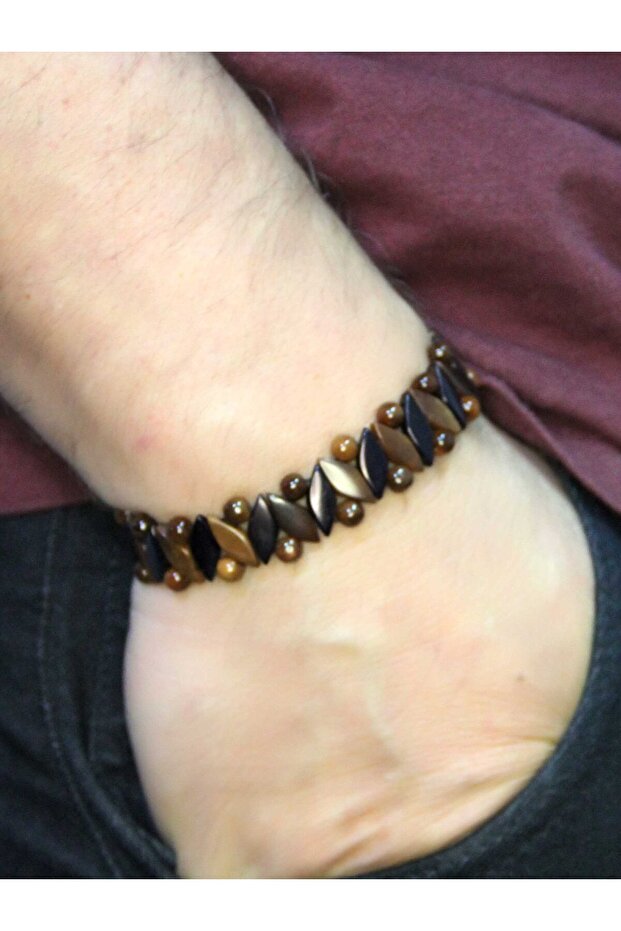 سوار معصم قابل للتعديل للرجال من خشب الكوكا الطبيعي eub113 - 3