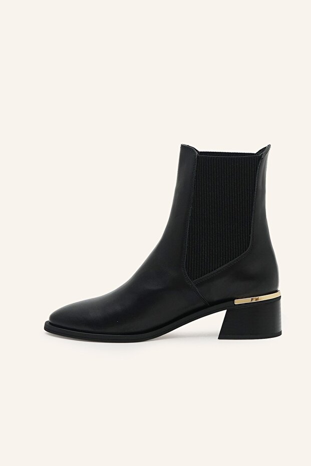 Siyah Lastikli Deri Bot - 3