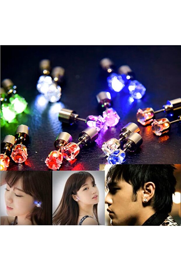 LED Flashing Color-Changing Stud Earrings (Pair of 2-Pink)