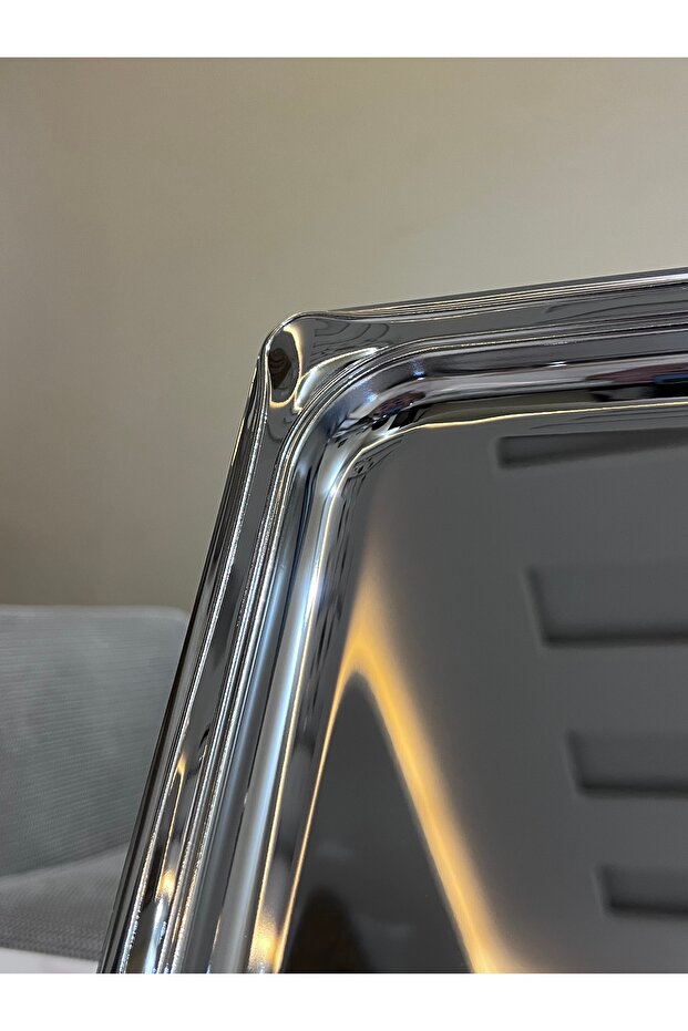 صواني تقديم مفرد 3 مقاسات فضي كروم - 2