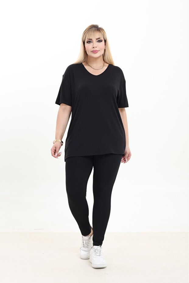 Kadın Viskon V Yaka Basic Bluz - 2