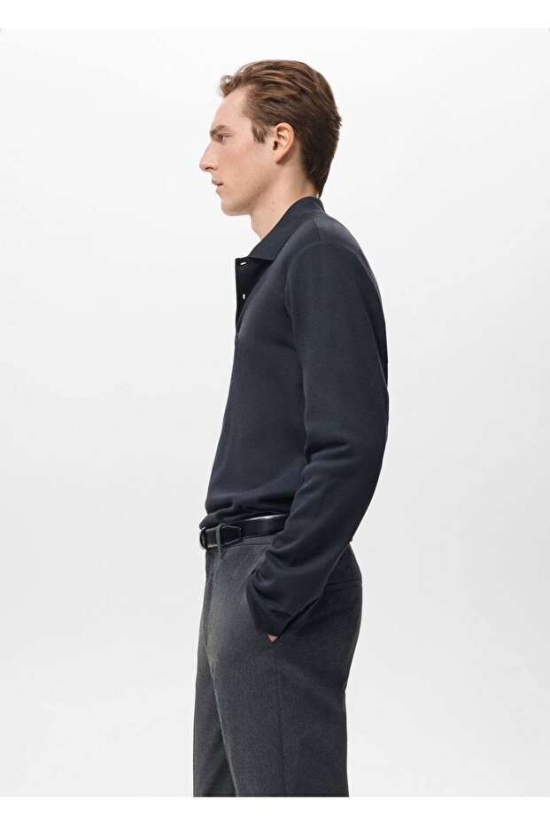 Regular kesim triko polo kazak - 5