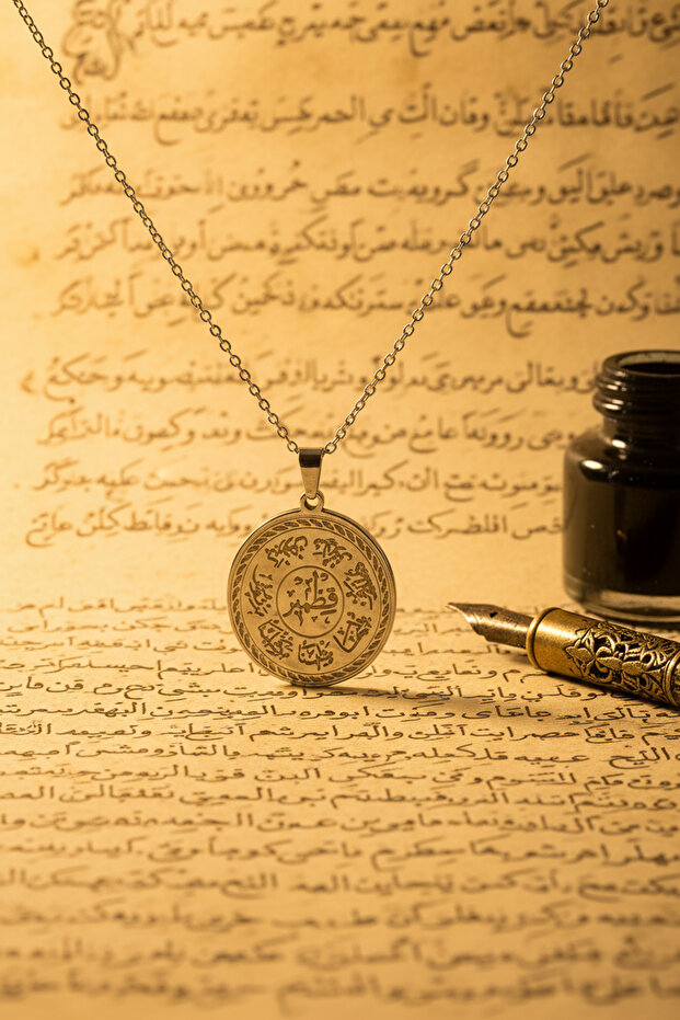 Silver Color Ashab-I Kehf Kutmur Steel Necklace Stainless Steel Chain Does Not Tarnish