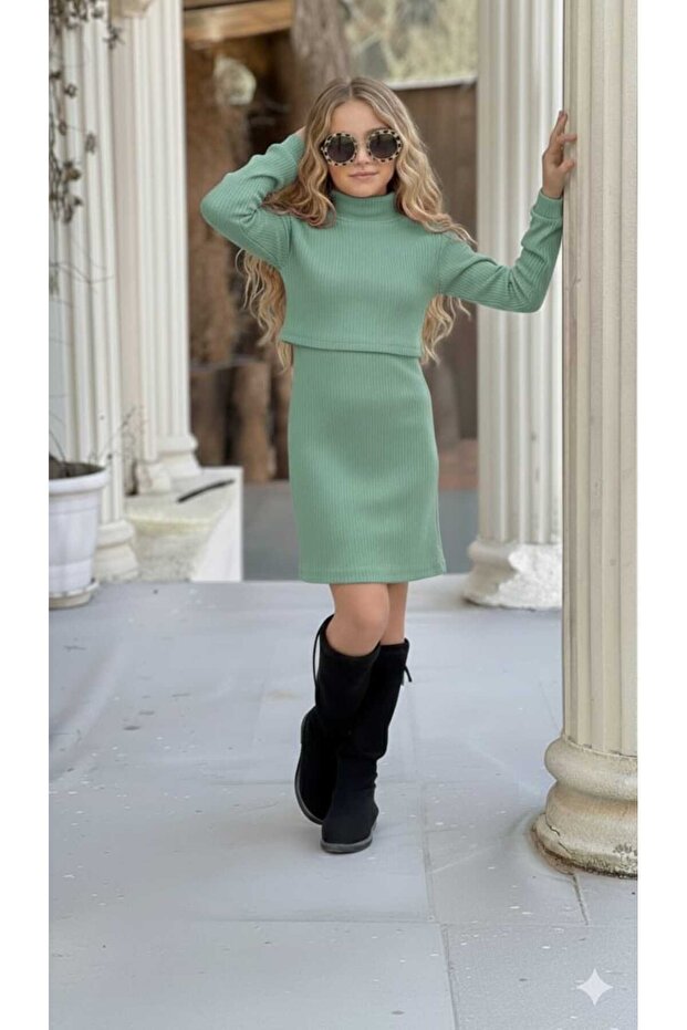 Half Turtleneck Crop Blouse and Suspender Dress 6 16 Years