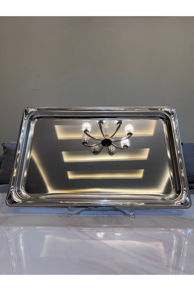 صواني تقديم مفرد 2 مقاسات فضي نيكل - 3