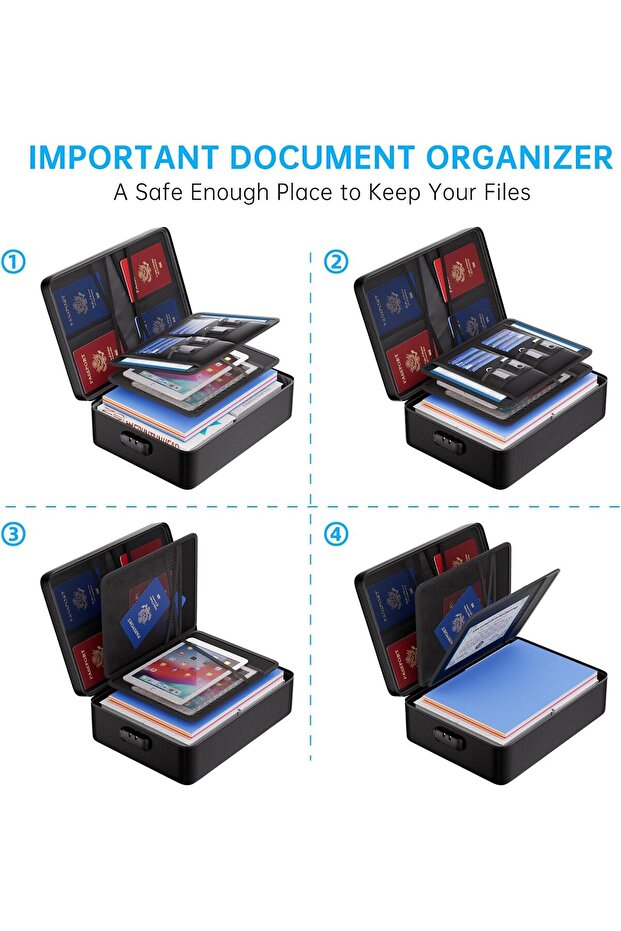 Fireproof File Organizer Bag with Lock – Multi-layer Safe for Documents, Passport, Certific - 5