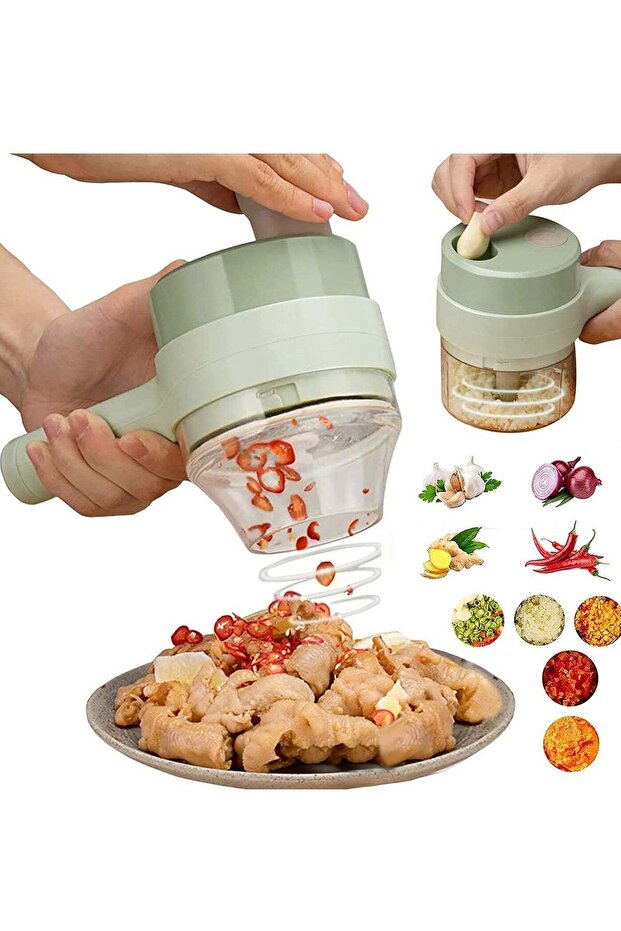 Reko 4 In 1 Handheld Electric Food Chopper Wireless Vegetable Cutter Set Vegetable Chopper