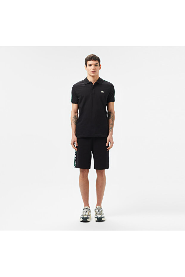 Erkek Regular Fit Baskılı Siyah Şort - 1