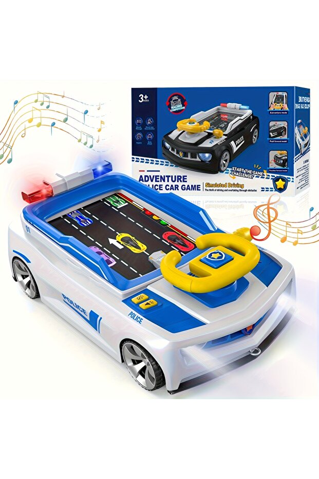 Kids Steering Wheel Toy Interactive Police Car Game Educational Birthday Gift Car Toy Playful Design