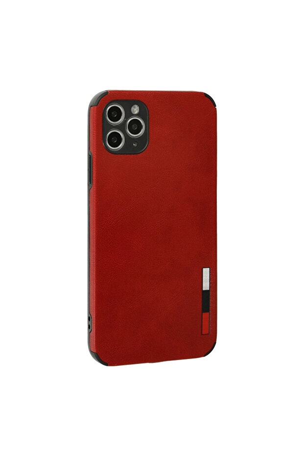 جراب آيفون 11 بحلقة جلدية سيليكون - أحمر - 3