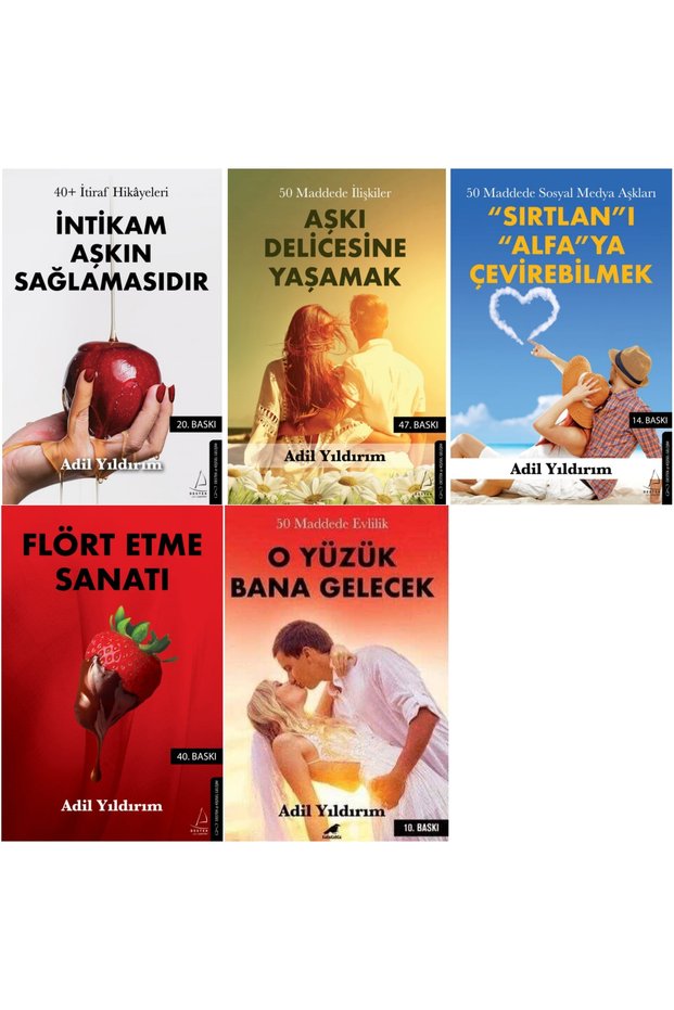 Flört Etme Sanatı - 50 Maddede Evlilik - Aşkı Delicesine Yaşamak Adil Yıldırım 5 Book Set
