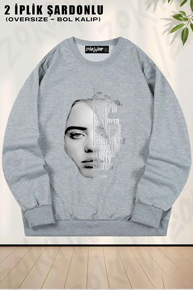 Unisex Loose Fit Billie Eilish Printed Design Oversized Crew Neck Sweatshirt