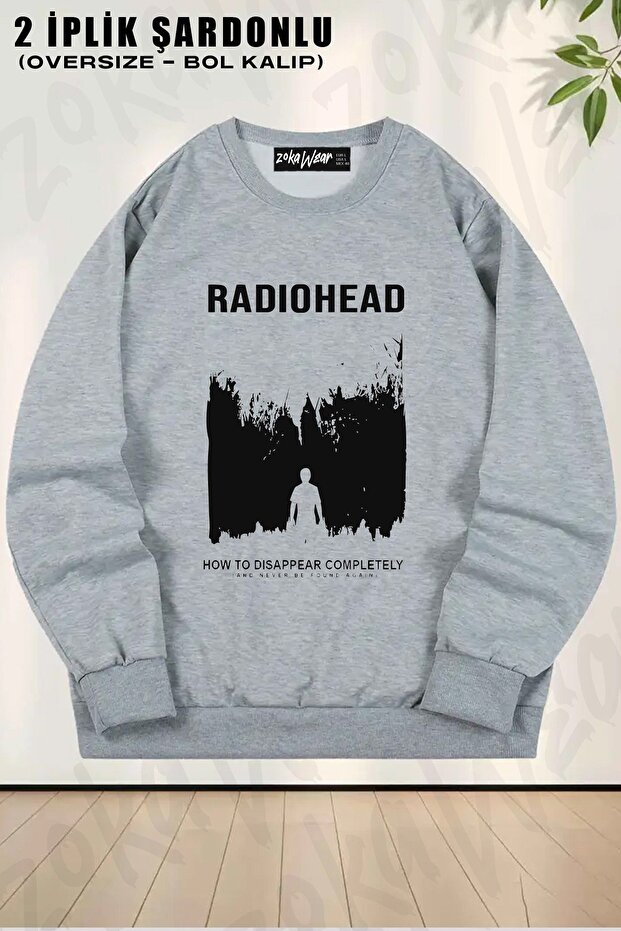 Unisex Radiohead Disappear Printed Oversized Crew Neck Sweatshirt