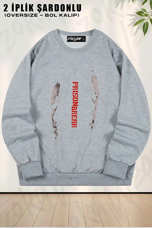 Unisex Loose Fit Prison Break 2 Printed Design Oversized Crew Neck Sweatshirt