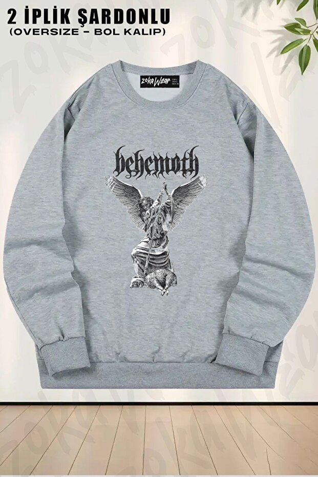 سويت شيرت بياقة دائرية للجنسين من Behemoth مطبوع قصة فضفاضة