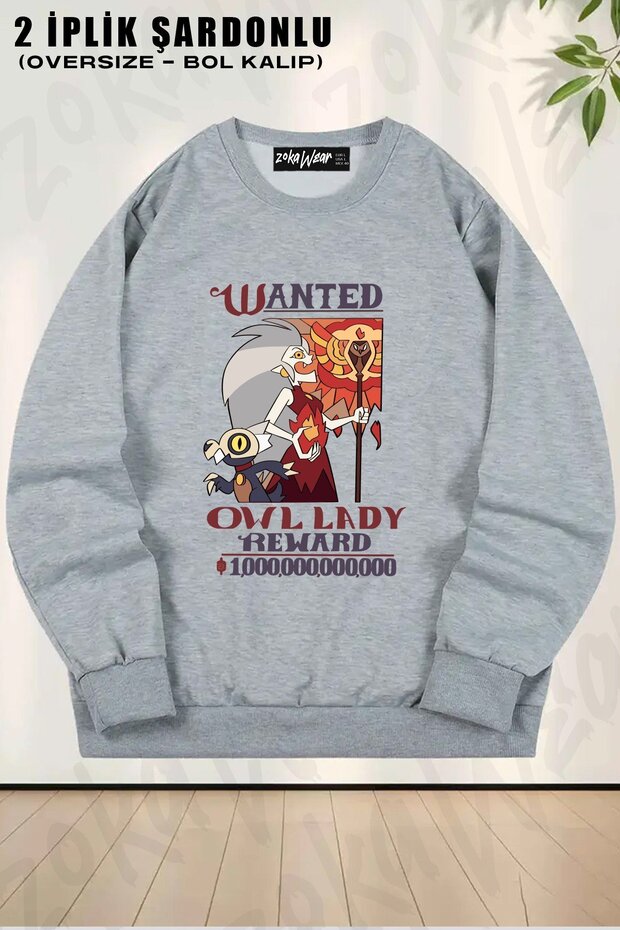 Unisex Wanted Owl Lady the Owl House Perfect Gift Printed Oversized Crew Neck Sweatshirt