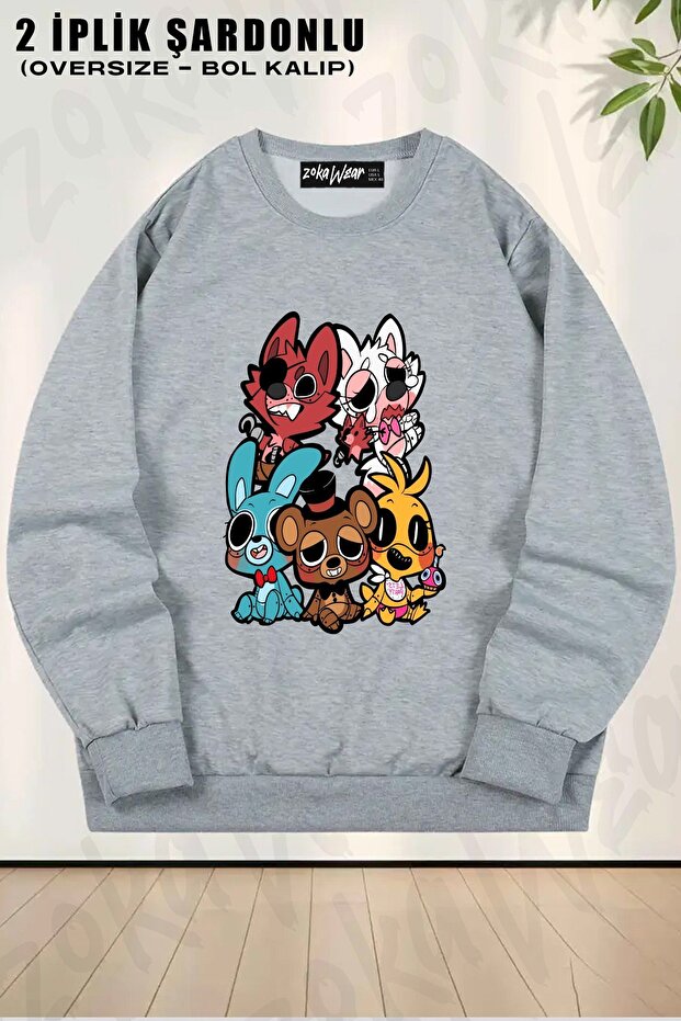Unisex Five Nights at Cutie's Printed Oversized Crew Neck Sweatshirt