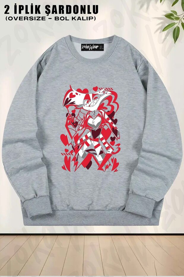 Unisex Hazbin Hotel Angel Dust2 Printed Oversized Crew Neck Sweatshirt