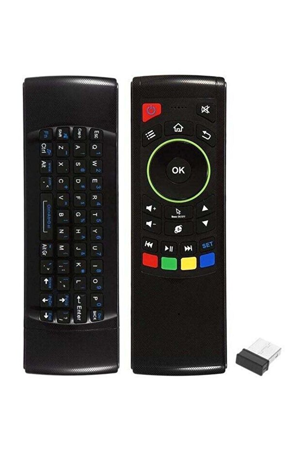 لوحة مفاتيح لاسلكية للتحكم عن بعد للتلفزيون الذكي باللون الأسود - 1