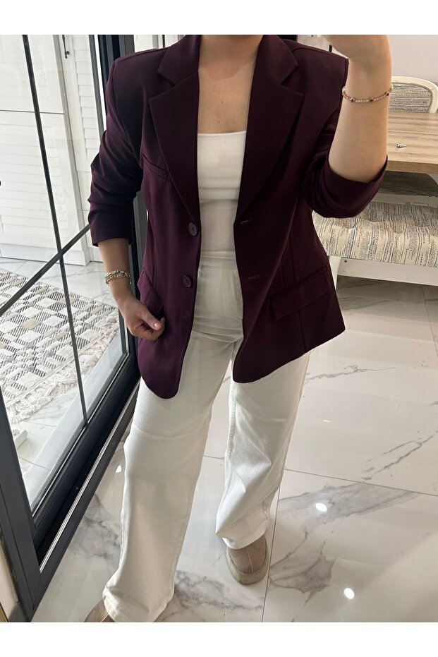 Mürdüm Blazer Ceket - 1