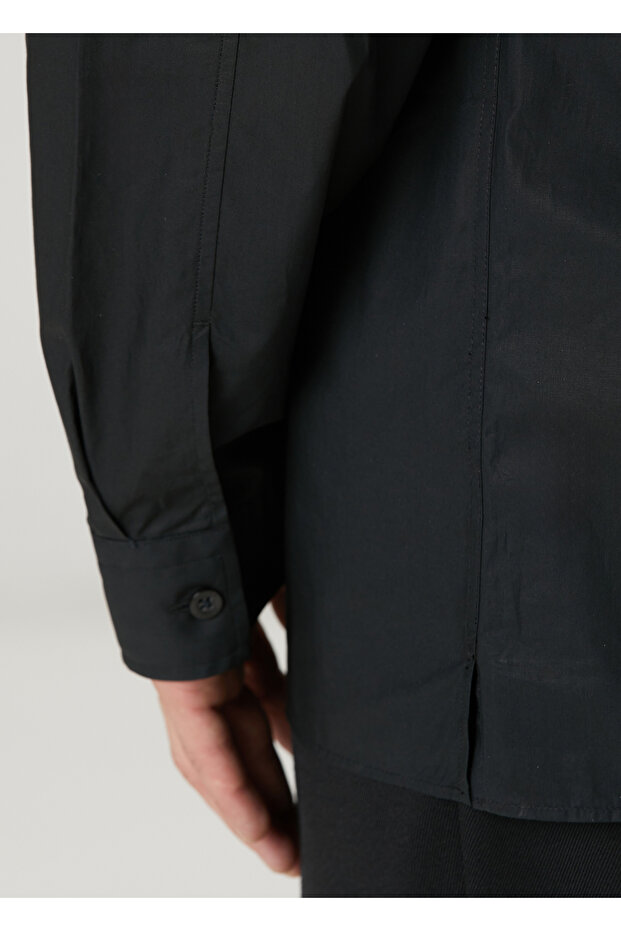 x Edis Siyah Oversized Poplin Gömlek - 7