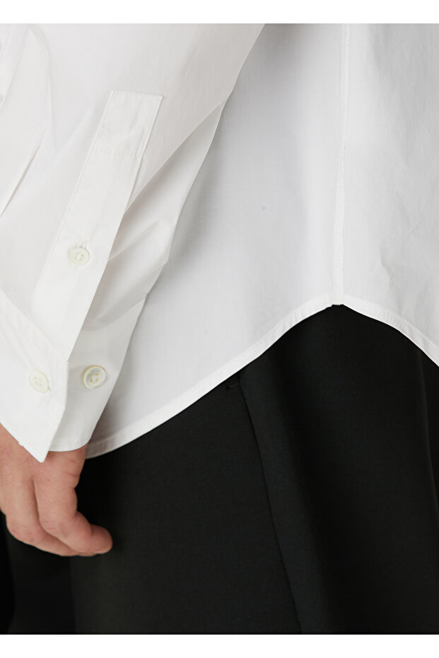 Beyaz Oversized Poplin Gömlek - 7