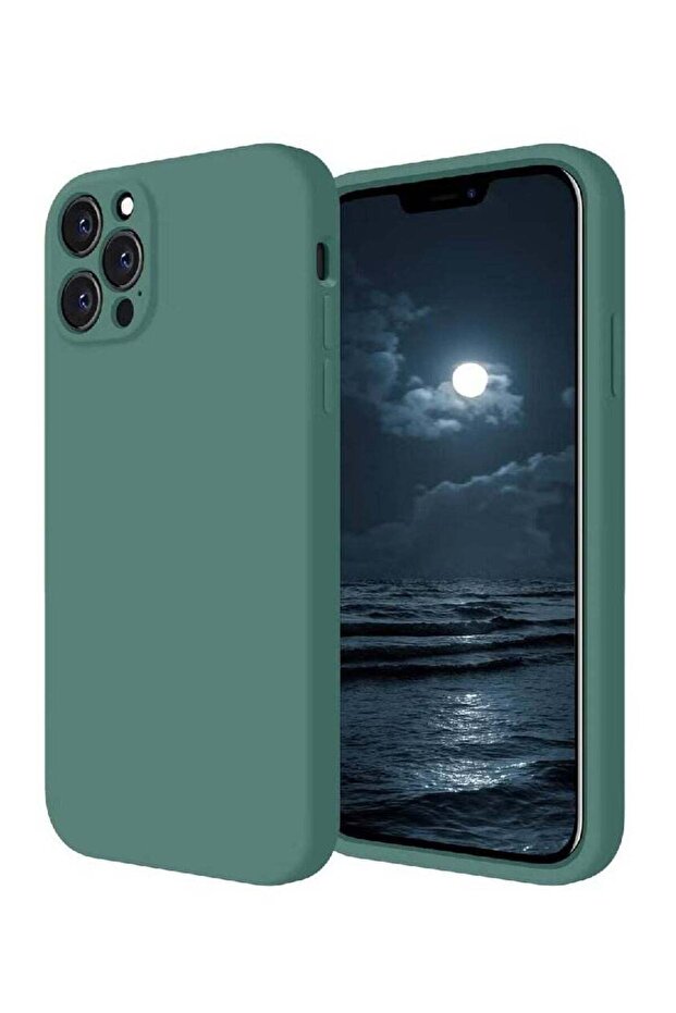 Silicone Case for iPhone 12 Pro 6.1" - Midnight Green, Enhanced Camera Protection