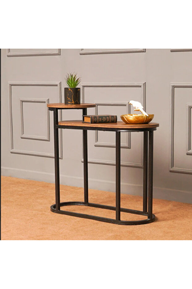 Round coffee tables nested with a metal frame - 2