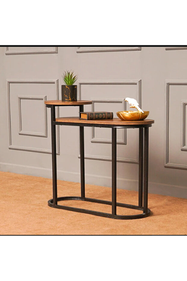 Round coffee tables nested with a metal frame - 4