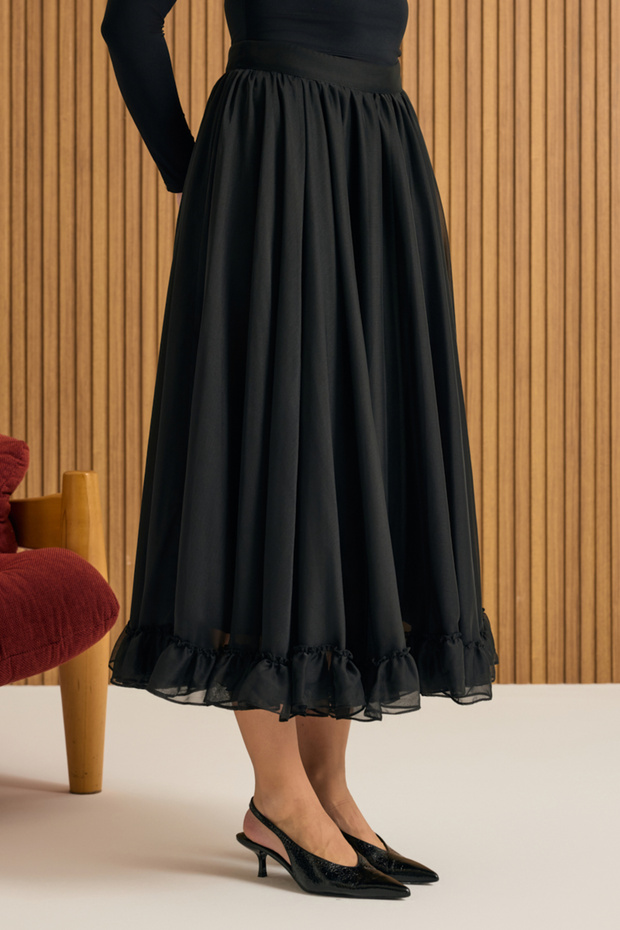 Fırfırlı Şifon Etek - 4