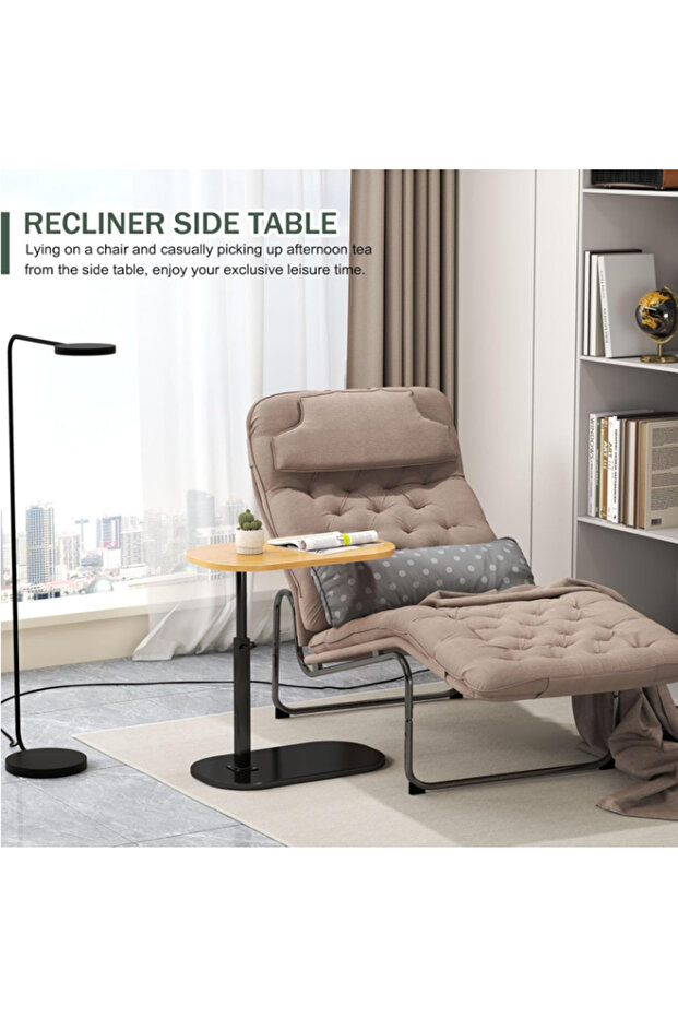 C-Shaped Side Table, Adjustable Height 360° Swivel Tabletop Coffee Table - 3