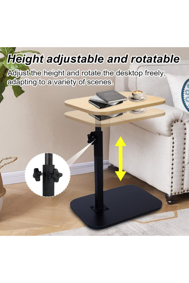 C-Shaped Side Table, Adjustable Height 360° Swivel Tabletop Coffee Table - 5