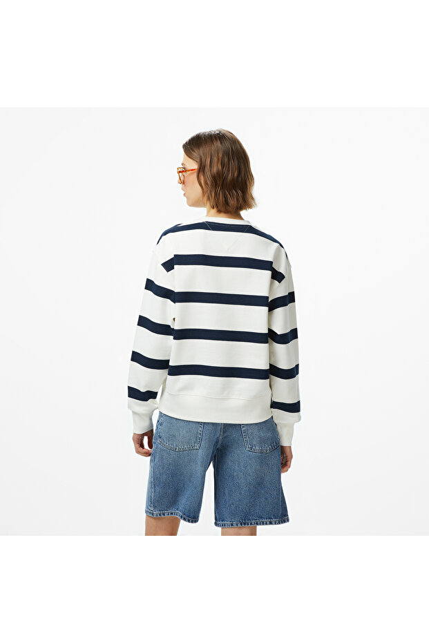 Script Regular Pique Kadın Beyaz Sweatshirt - 2