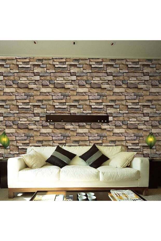 Brick Pattern Glue Wallpaper Multicolour 45 x 100centimeter
