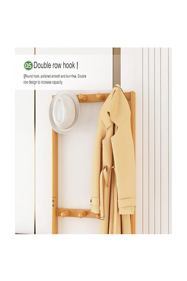 طاولة سرير جانبية حديثة متعددة الوظائف مصنوعة من الخشب الصلب مع رف كبير للمعاطف - 6