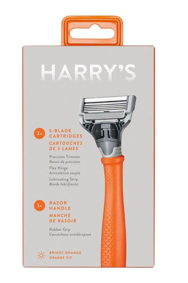 Harry's Men’s 5 Blade Razor with 2 Cartridges Bright Orange