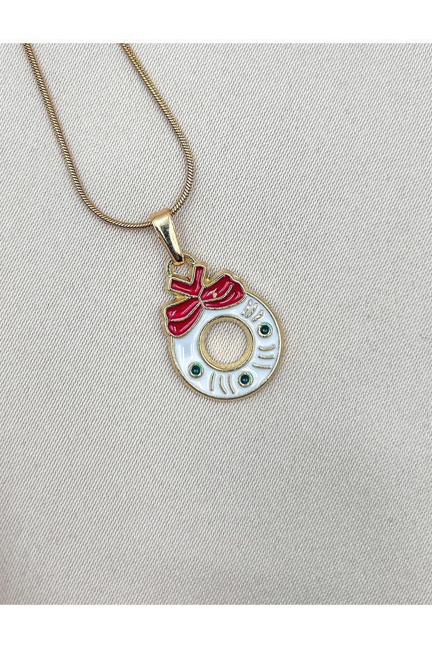 Christmas Ring Design Charm Non-Tarnish Gold Color Steel Necklace - Women's Jewelry
