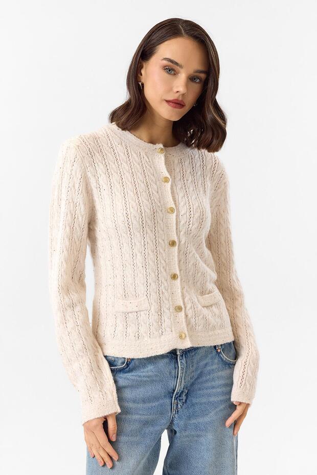 Pullu Örgü Hırka - 1