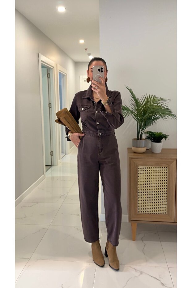 ZR Doris Brown Pocket Detail Jumpsuit